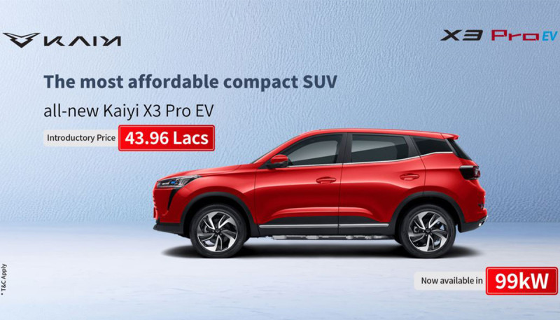 Kaiyi X3 Pro EV Launches with 99 kW Power – Introductory Price Rs. 43,96,000
