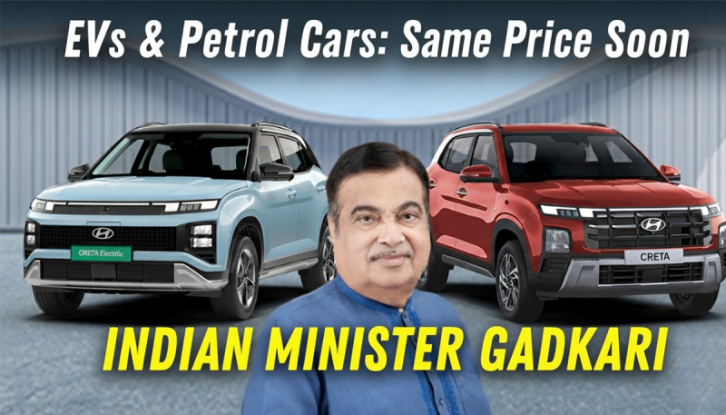 Indian Minister Nitin Gadkari Predicts EV Prices in India Will Match Petrol Vehicles Within 6 Months
